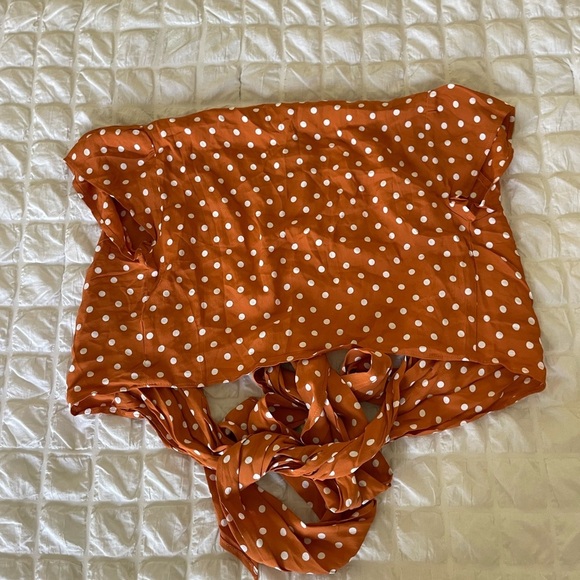 Flynn Skye Orange polka dot wrap top - Picture 6 of 6